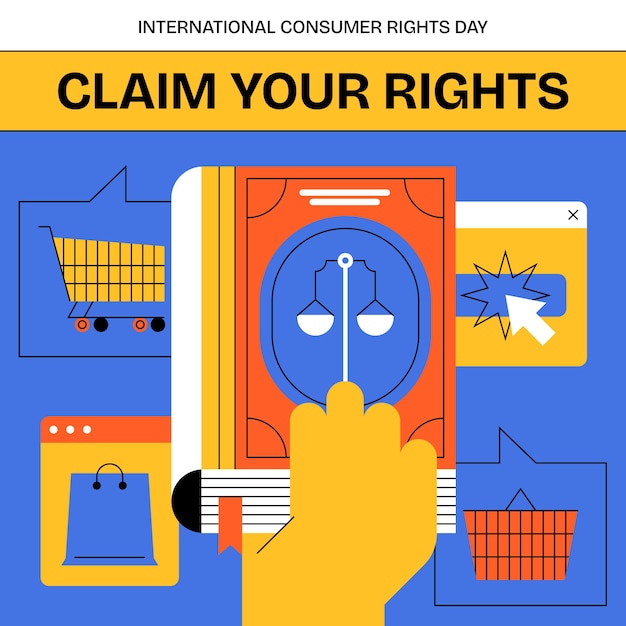 Free vector flat illustration for world consumer rights day