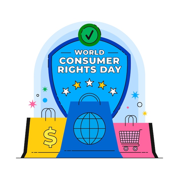 Flat illustration for world consumer rights day