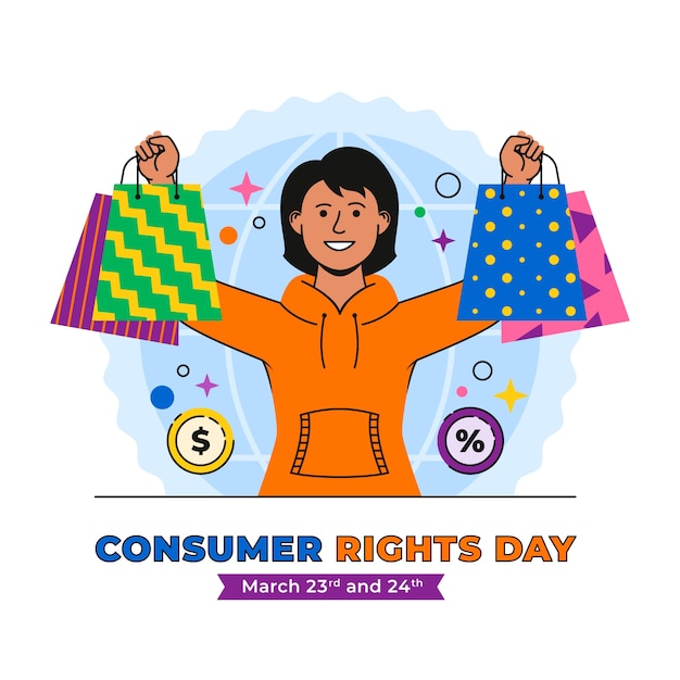 Flat illustration for world consumer rights day