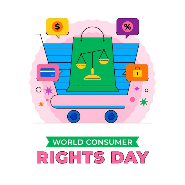 Flat illustration for world consumer rights day