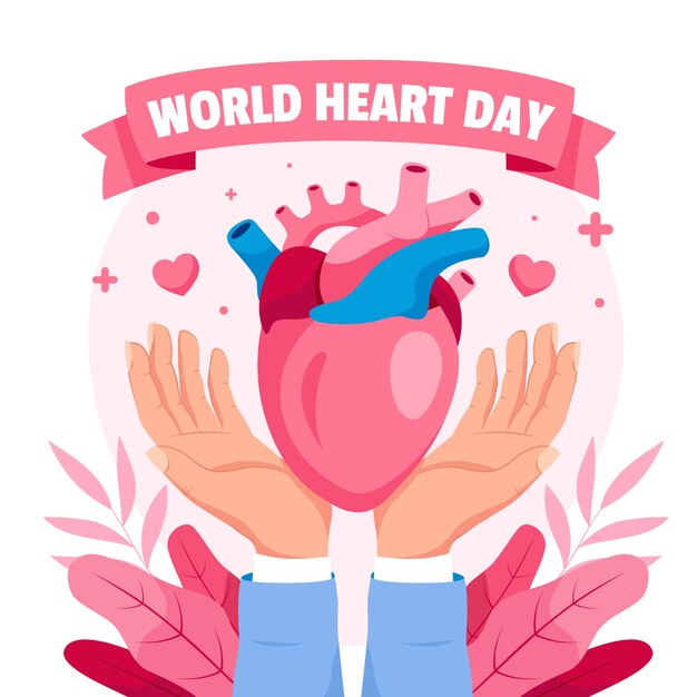 Flat illustration for world heart day awareness