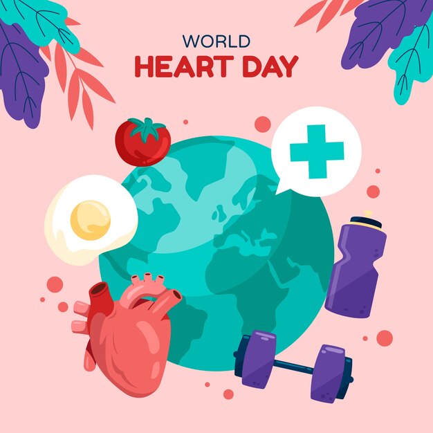 Flat illustration for world heart day awareness