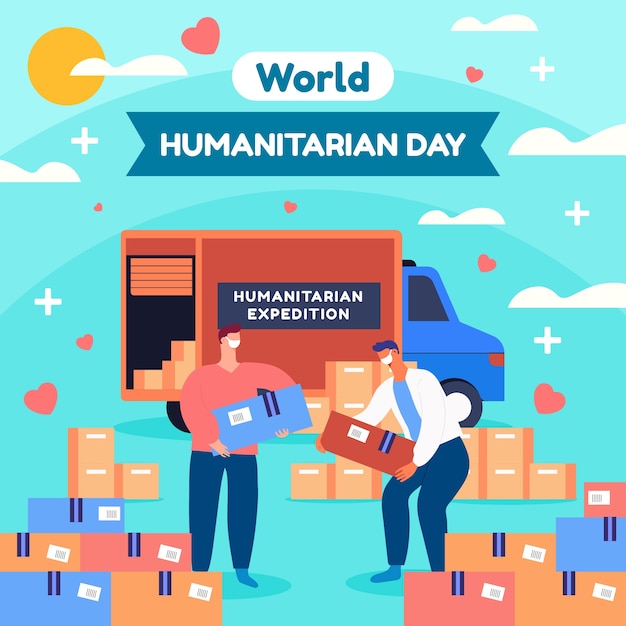 Flat illustration for world humanitarian day celebration