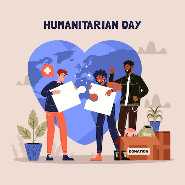 Free Vector flat illustration for world humanitarian day