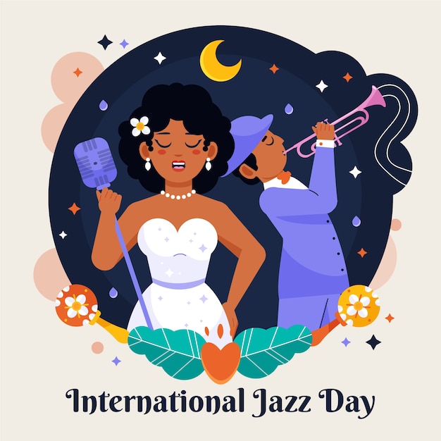 Flat illustration for world jazz day music celebration