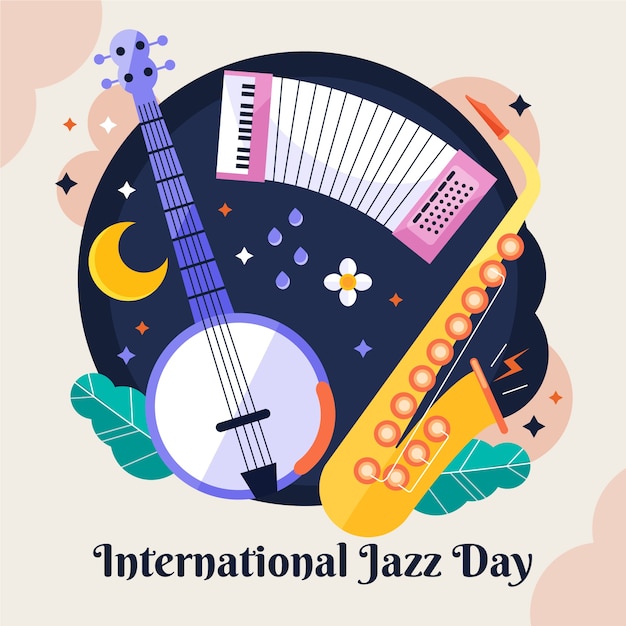 Flat illustration for world jazz day music celebration