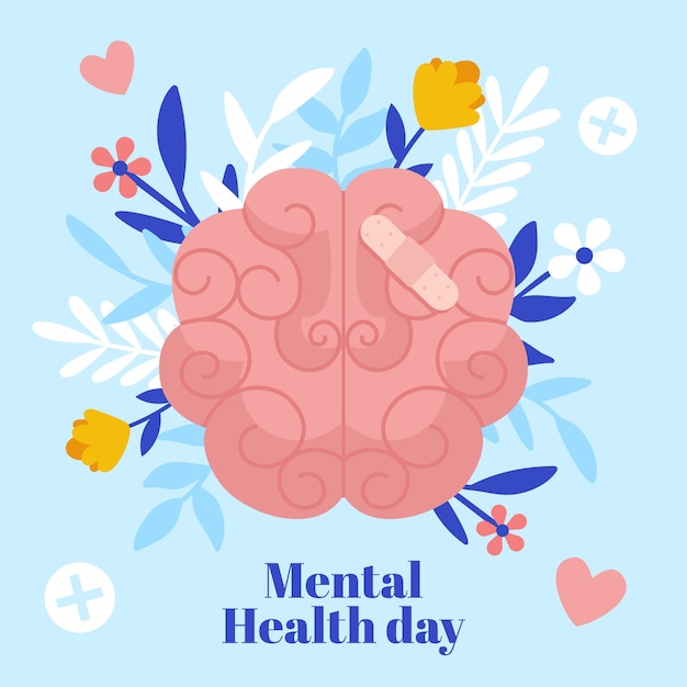 Flat illustration for world mental health day awareness