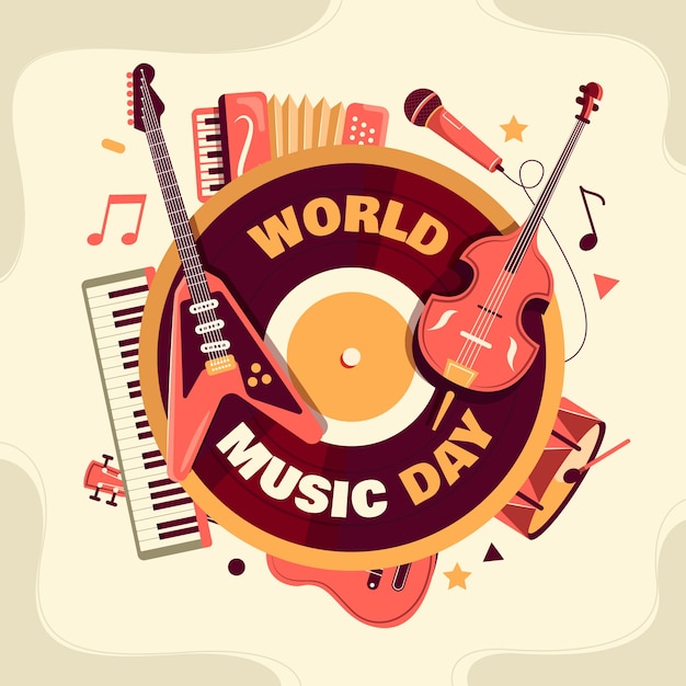 Free Vector flat illustration for world music day celebration