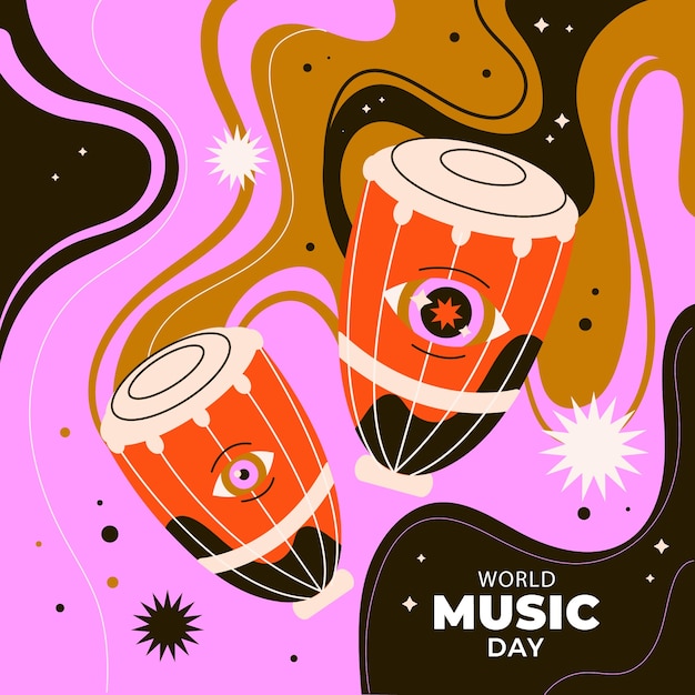 Flat illustration for world music day celebration