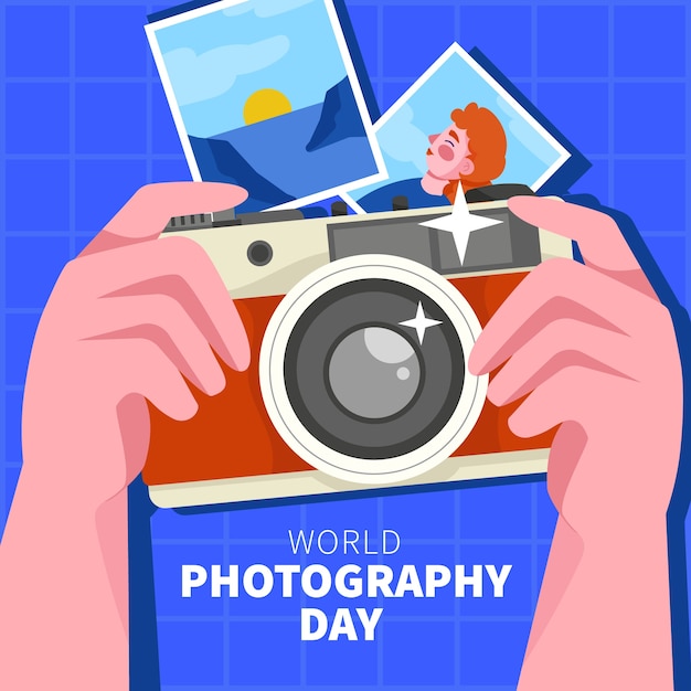 Free Vector flat illustration for world photography day celebration