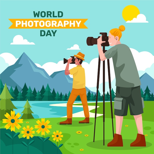 Free Vector flat illustration for world photography day celebration