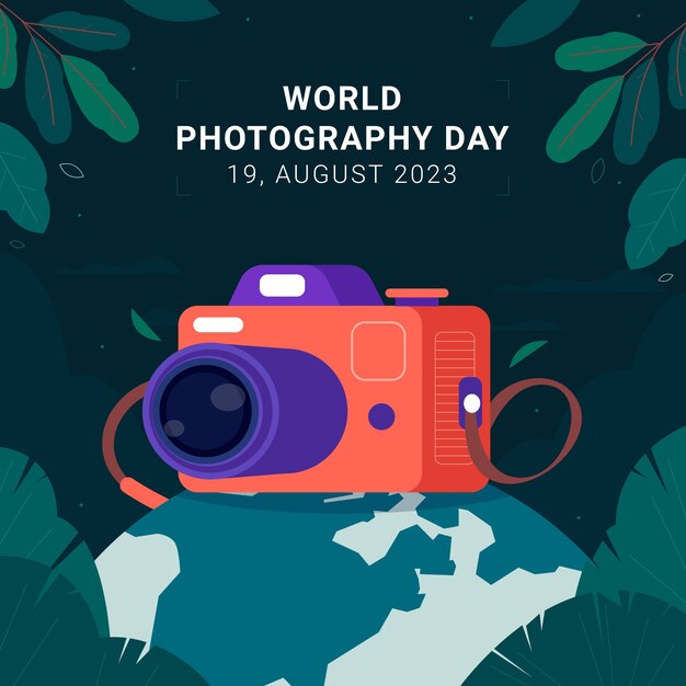 Flat illustration for world photography day celebration