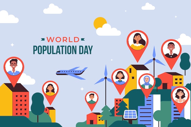 Flat illustration for world population day