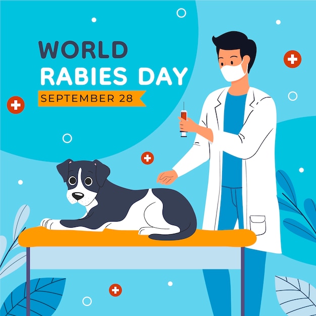 Flat illustration for world rabies day