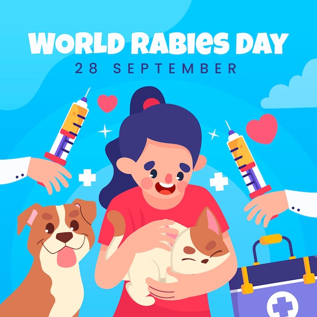 Flat illustration for world rabies day