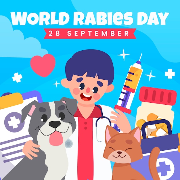 Flat illustration for world rabies day