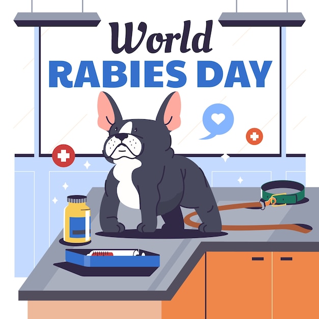 Flat illustration for world rabies day