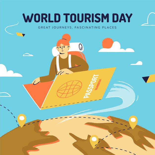 Flat illustration for world tourism day celebration