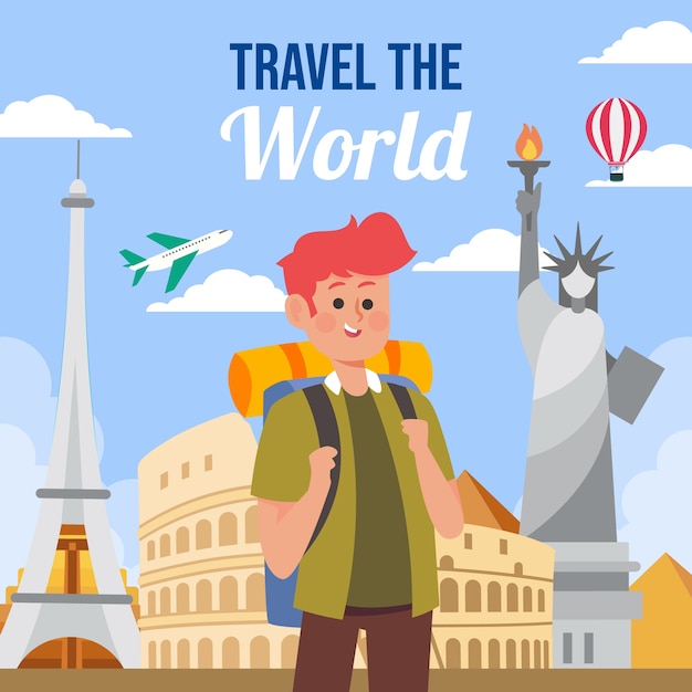 Flat illustration for world tourism day celebration