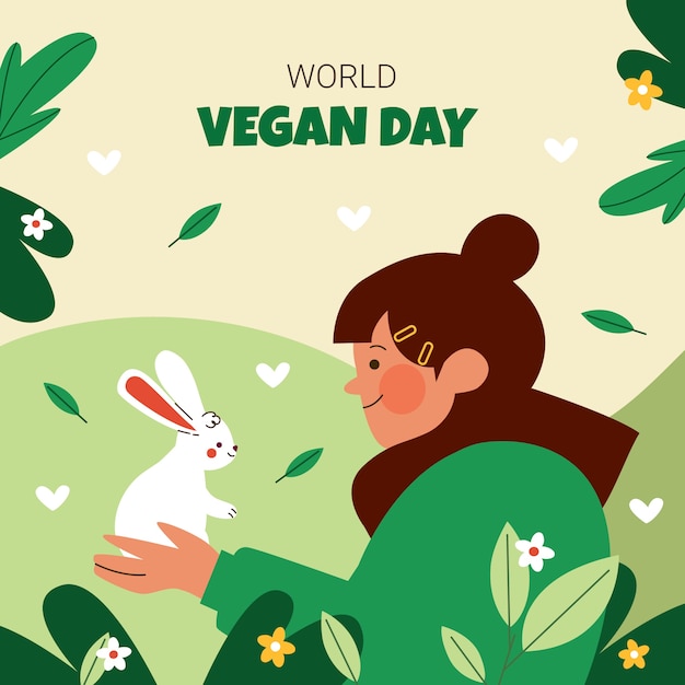 Free Vector flat illustration for world vegan day celebration