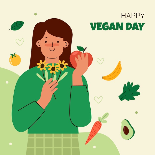 Free vector flat illustration for world vegan day celebration