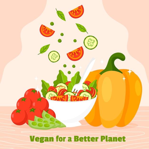 Flat illustration for world vegan day celebration