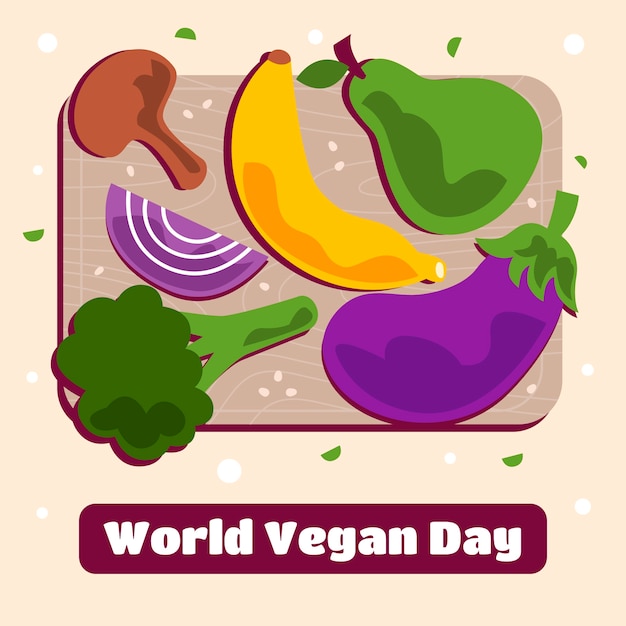 Free Vector flat illustration for world vegan day celebration