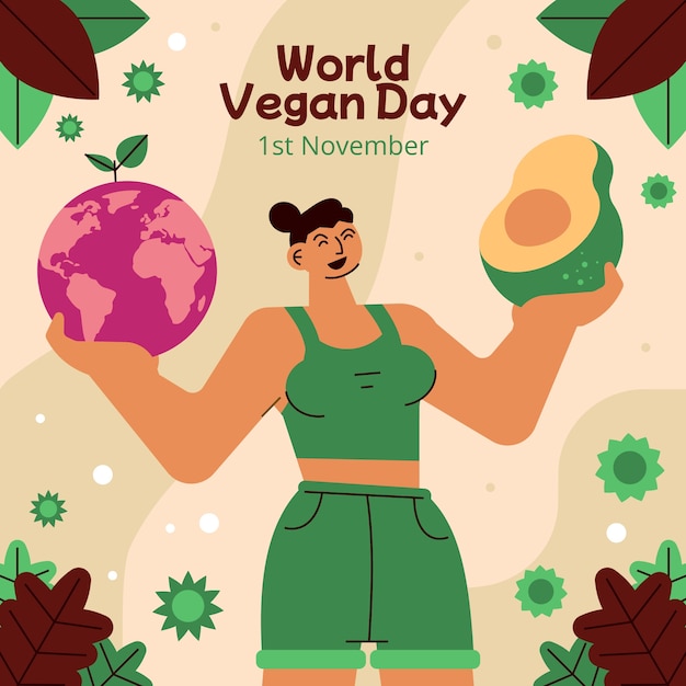 Free Vector flat illustration for world vegan day celebration