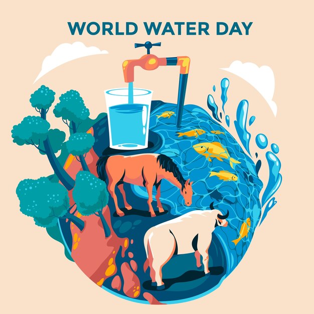 Flat illustration for world water day awareness