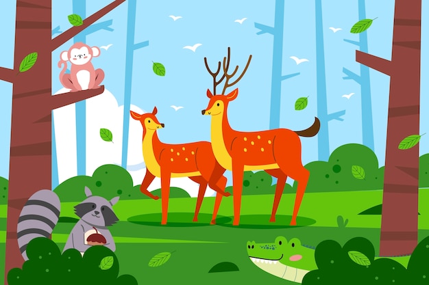 Free Vector flat illustration for world wildlife day with flora and fauna