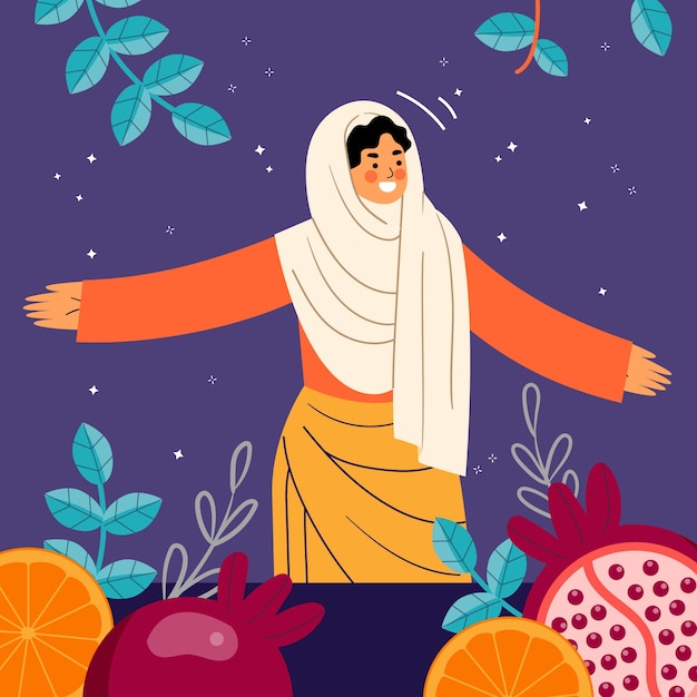 Flat illustration for yalda night celebration