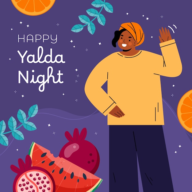 Flat illustration for yalda night celebration