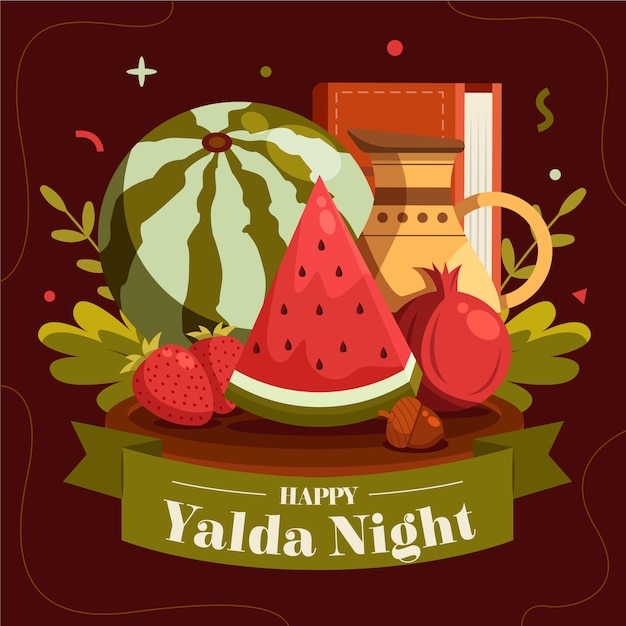 Free Vector flat illustration for yalda night festival celebration with fruit