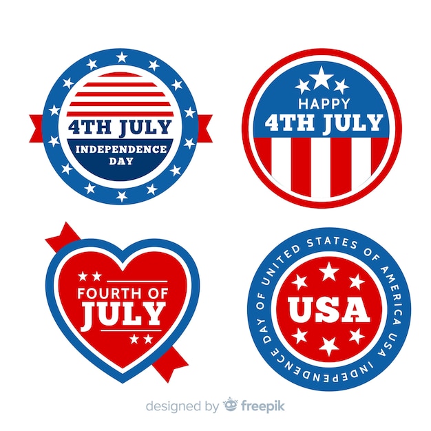 Free vector flat independence day badge collection