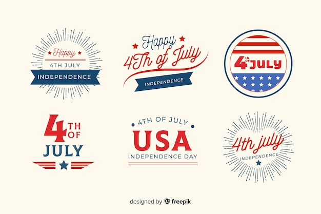 Free vector flat independence day badge collection