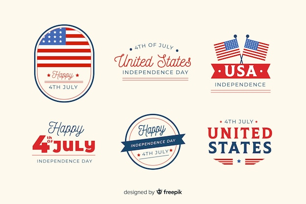 Free vector flat independence day badge collection