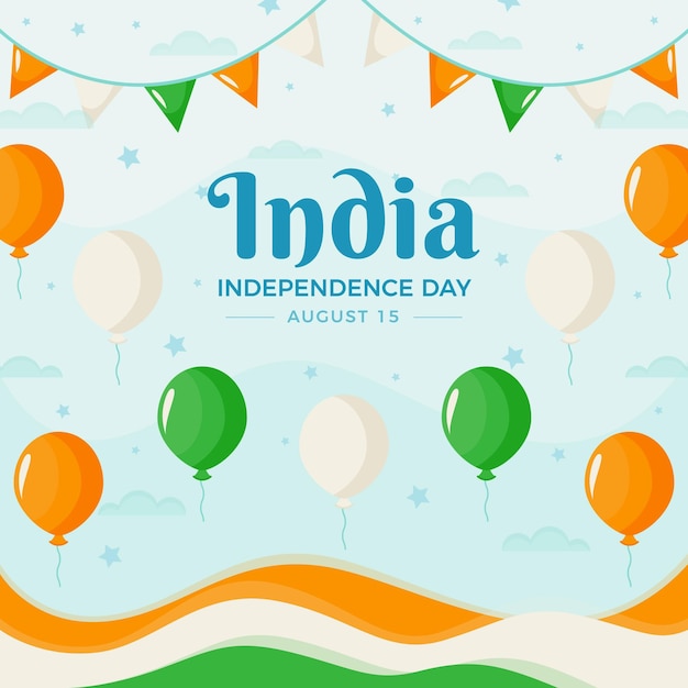 Flat india independence day illustration