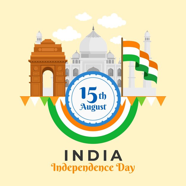 Flat india independence day illustration