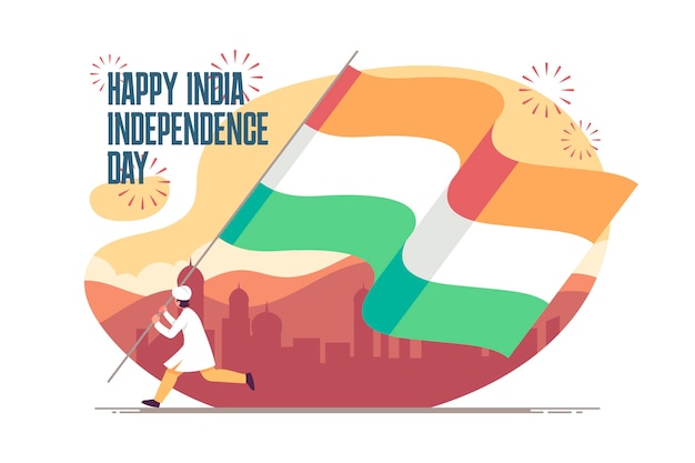 Flat india independence day illustration