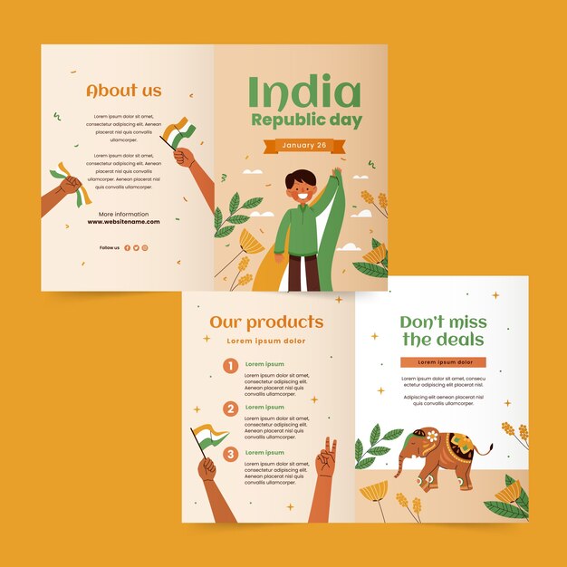 Flat india republic day brochure template