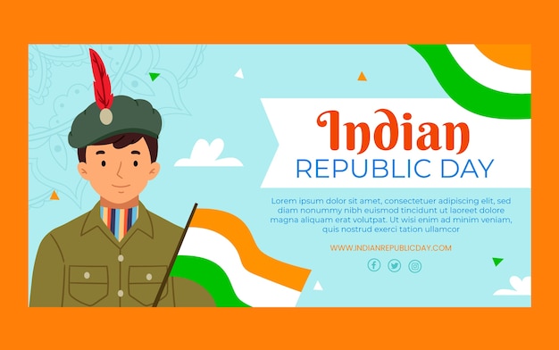 Free Vector flat india republic day celebration social media promo template