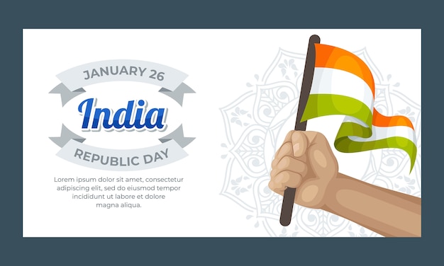 Free Vector flat india republic day celebration social media promo template