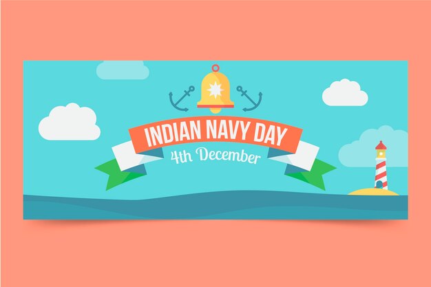 Free Vector flat indian navy day horizontal banner