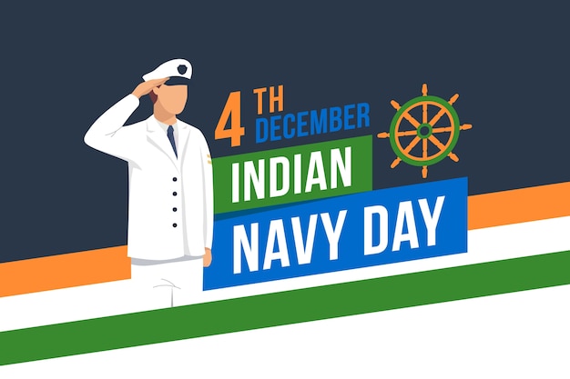 Free vector flat indian navy day horizontal banner