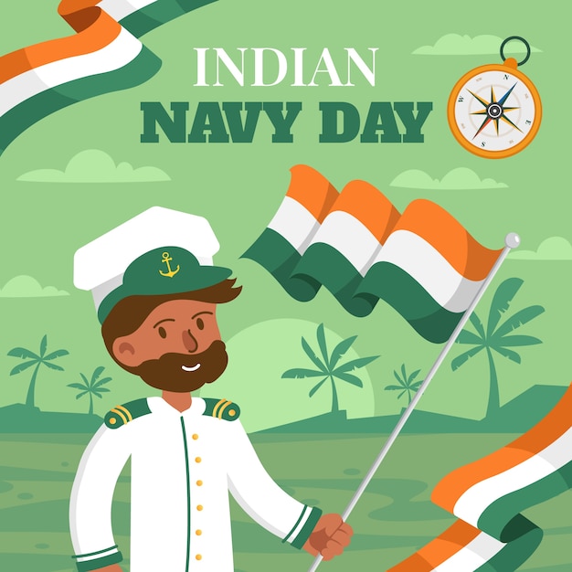 Flat indian navy day illustration