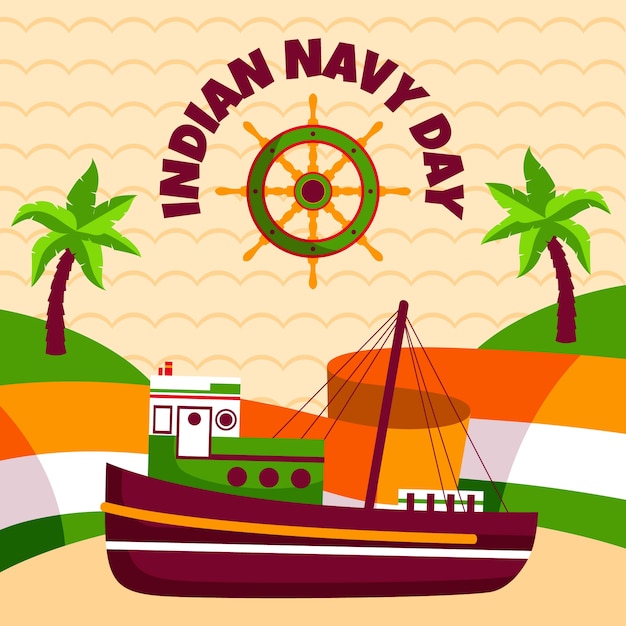 Flat indian navy day illustration