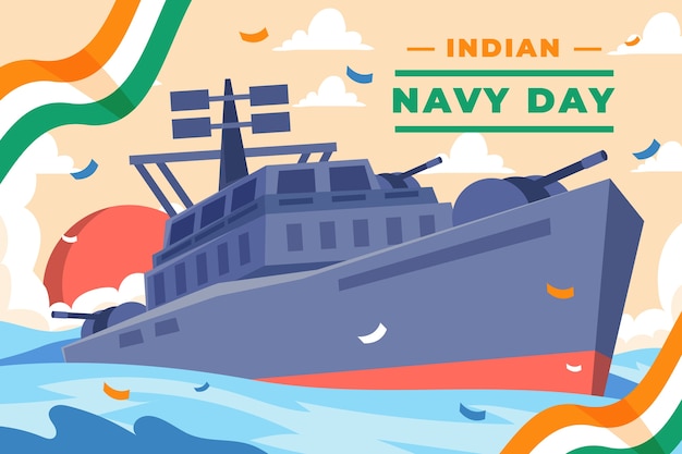 Flat indian navy day illustration