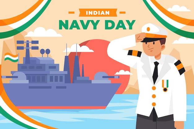 Free Vector flat indian navy day illustration