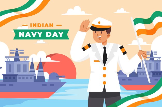 Flat indian navy day illustration