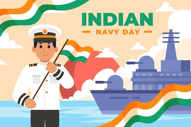 Free Vector flat indian navy day illustration